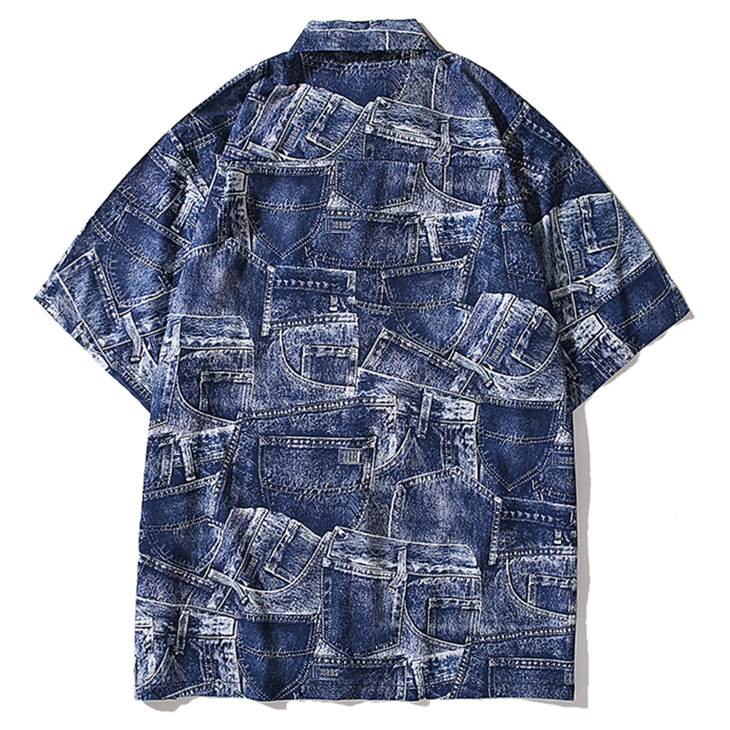 

2021 New Aelfric Eden Hawaii Beach Shirts Men Cowboy Print Oversized Short Sleeve Tees Harajuku Loose Summer Streetwear Shirt Casual 6vp5, Blue