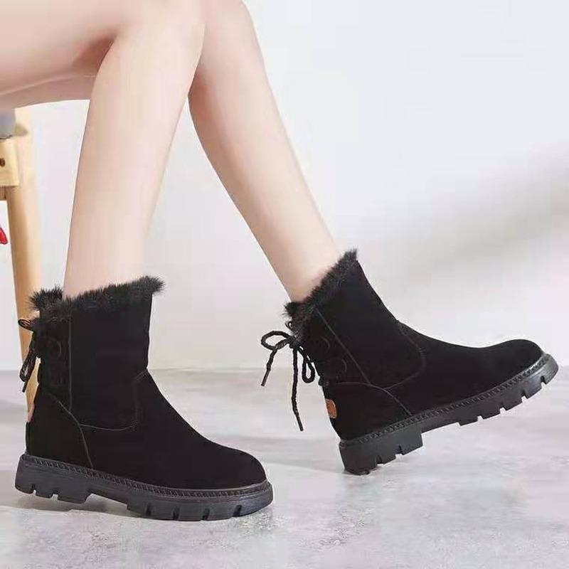 

Snow Boots Female High Help Thick Bottom Non-slip Winter Shoes Female 2020 New Flat Bottom Wild Plus Warm Velvet Boots, Khaki