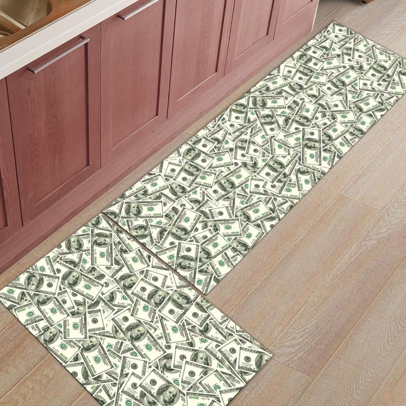 

Money Dollar Pattern Kitchen Rug Floor Mats for Living Rooms Bedroom Door Mats Entrance Decor Floor Carpet, As pic