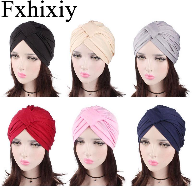 

New Muslim Women Turban Hat Chemotherapy Chemo Beanies Head Wrap Cap Headwear Scarf Hijab Cancer Hair Loss Cover, Color 10