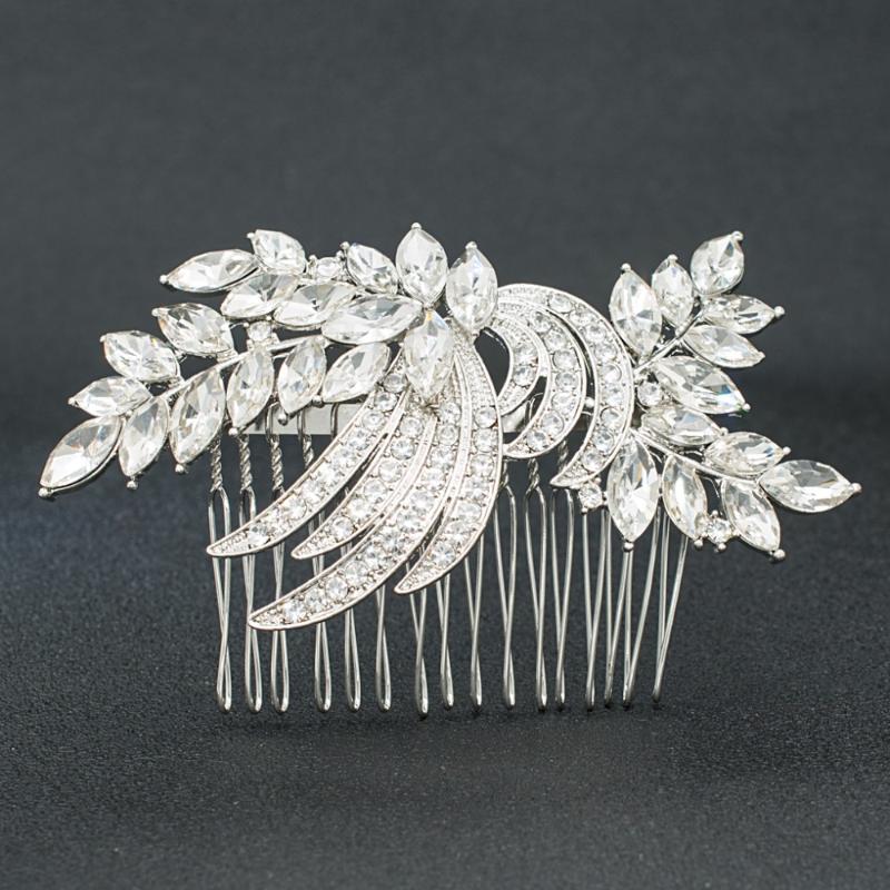 

Popular Rhinestone Crystals Wedding Bridal Leaves Hair Side Comb Hair Clips Women Accessories Jewelry GT4403