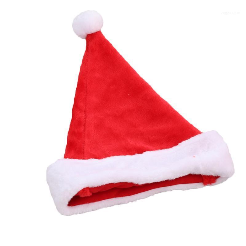 

1PC 43*32cm Short Plush Christmas Hat Big Ball Thick Santa Claus Hat Christmas Home Decoration Children Gift Clothing Cosplay1