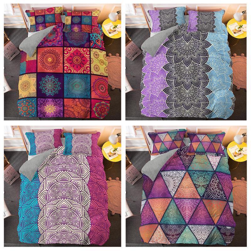 

Colorful Mandala Bedding Set Soft Bedclothes Bohemian Duvet Covers with Pillowcases King Queen Size1, Bs1104