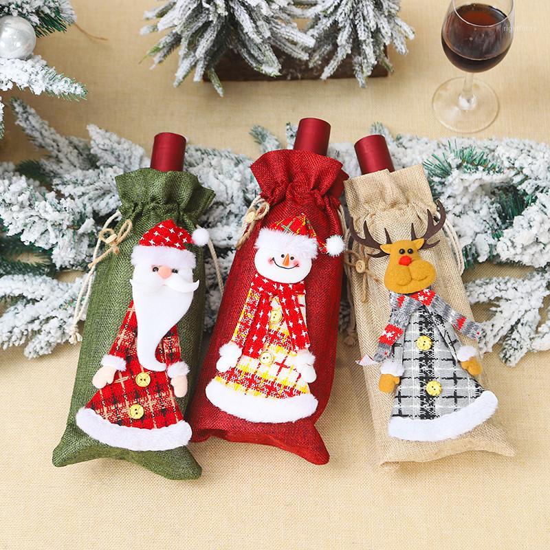 

Christmas Wine Cover Bags Cute Snowman Santa Claus Elk Drink Bottle Bag New Year Dinner Cute Decoration1