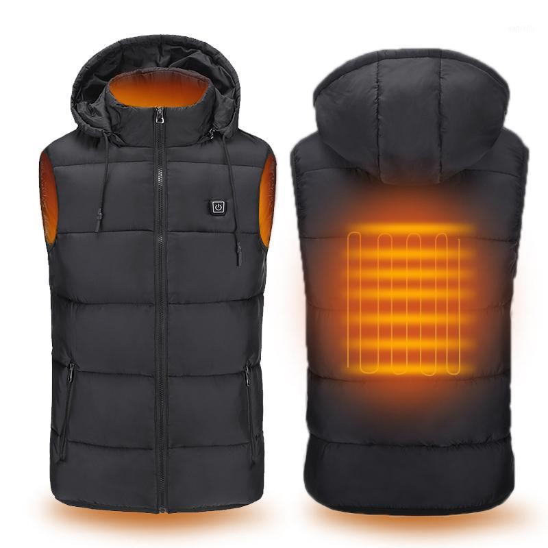 

ZYNNEVA Outdoor USB Smart Heated Vest Winter Electric Charging Heating Jacket Men Women Pure Color Warm Hiking Clothing GC11351, Black