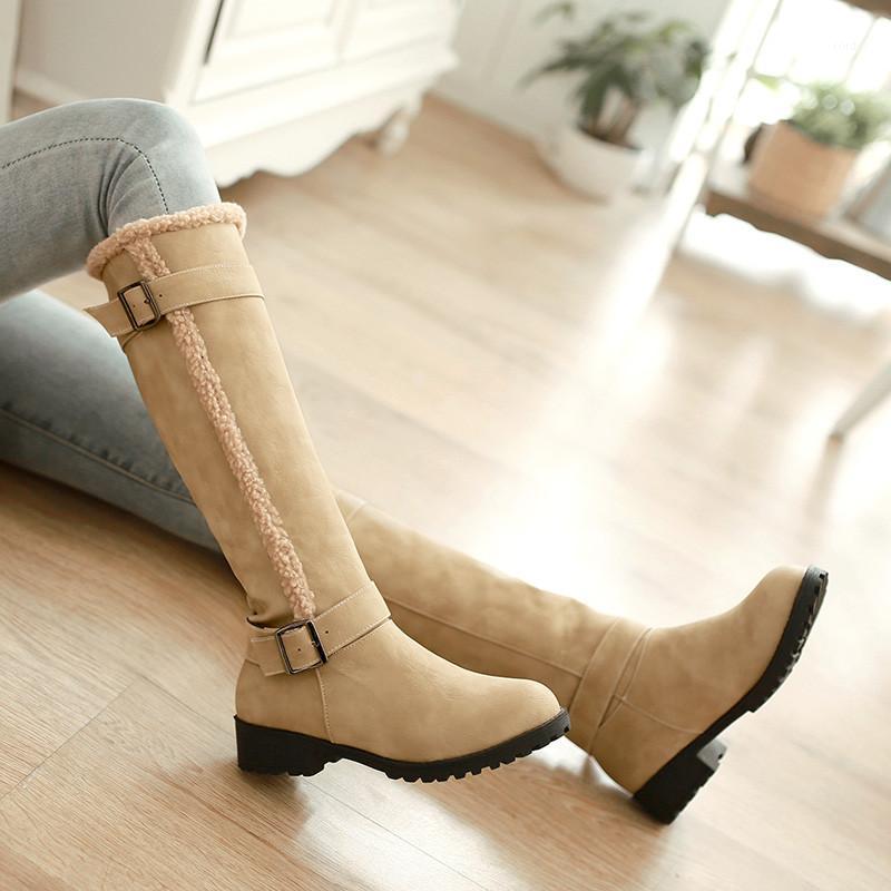 

YMECHIC 2020 Retro Brown Black Buckle Strap Med Block Chunky Heel Knee High Long Motorcycle Ridding Boots Female Ladies Shoes1, Yellow