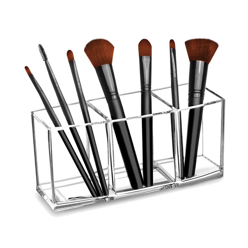 3 Holes Transparent Acrylic Makeup Brush Tool Cosmetic Makeup Storage Box Case Make-up Brush Holder Table Organizer Make Up Tool 1222083-image-754846514