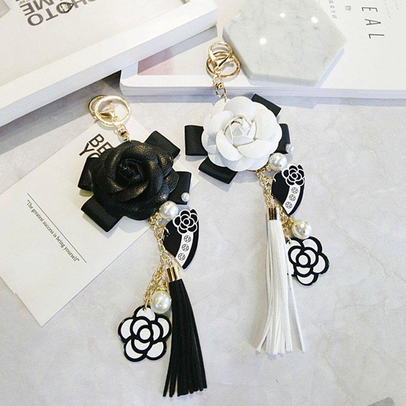 

Korean Style Flowers Keychain Tassels Pearls Decoration Women Alloy Material Simple Temperament High Quality Pendant Keychain
