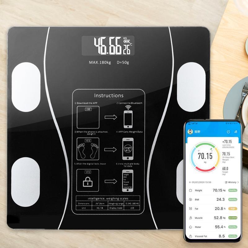 

Bluetooth scales Balance Body Composition Analyzer Mass BMI Body fat Weight Bathroom Smart Backlit Display Scale without battery1