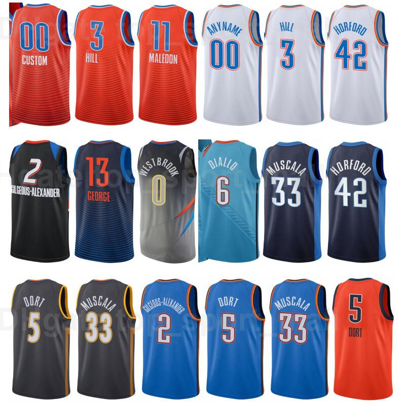 

City Earned Edition Printed Basketball Darius Bazley Jersey 7 Mike Muscala 33 Isaiah Roby 22 Theo Maledon 11 Kenrich Williams 34 Navy Blue