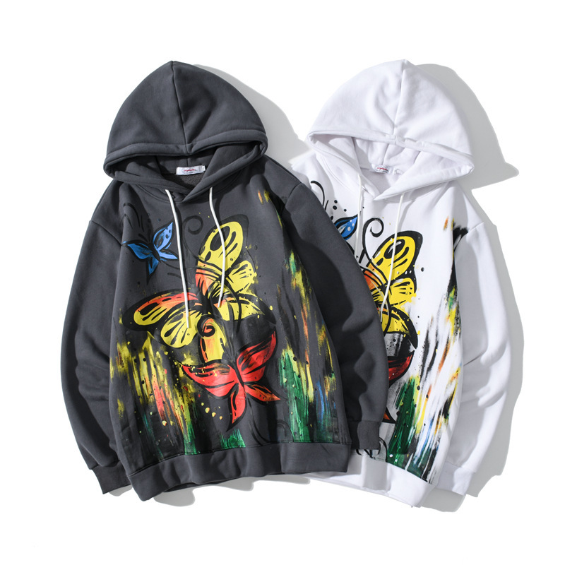 

2021 New Hoodiesx Hip Graffiti Butterfly Flowers Printed Velo Hoodie Sweaters Fashion Tops Outwear T906, Games