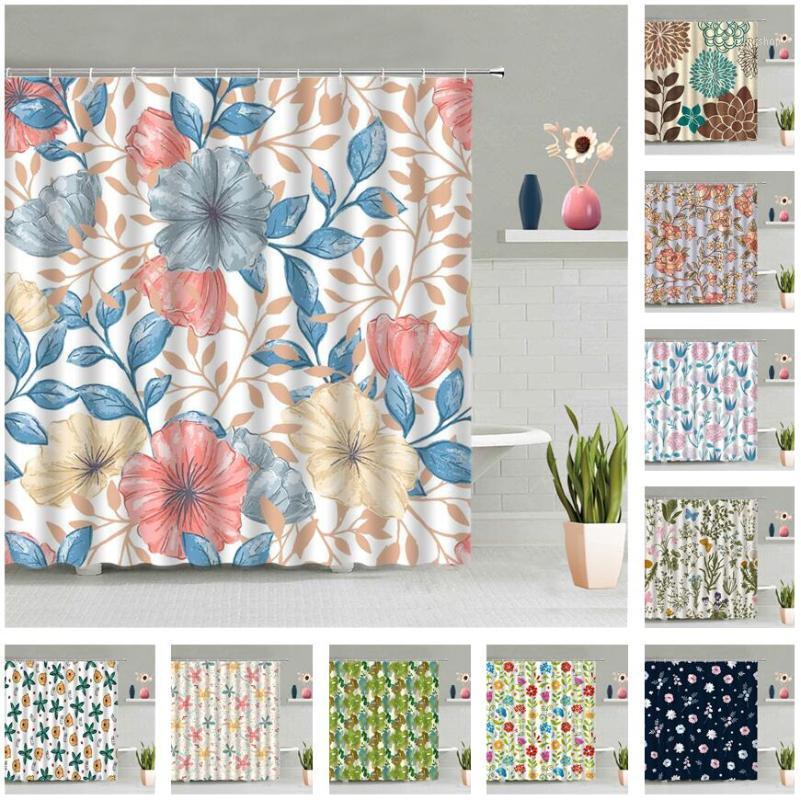 

Colourful Flower Cartoon Shower Curtain Set Green Plant Animal Printing Screen Children Bathroom Accessories Home Decor1
