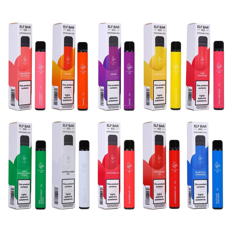 

Elf Bar 600 Pufffs 2% Disposable E-cigarettes Vape Pen Electronic Cigarettes Device Pod prefilled