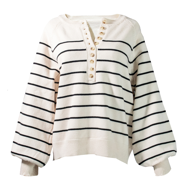 

2021 New Autumn Female Winter Sweater with Cleavage v Button Knitted Pullovers Striped Fashion Savage Topos Sw6154 NLA0, The pictures