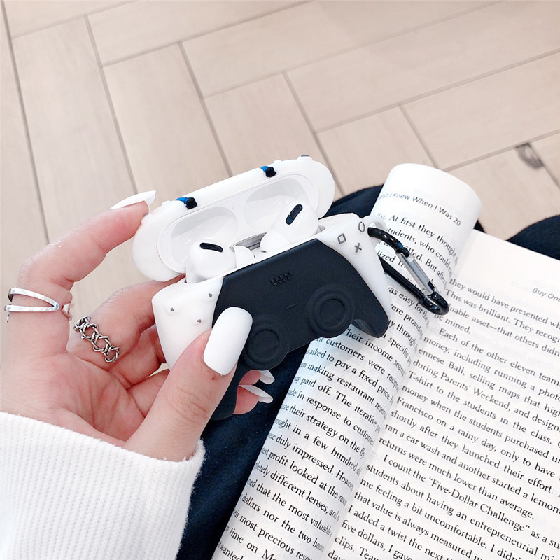 

Newest PS For AirPod 1,2 and 3 Case 3D Handle Game Machine Cartoon Soft Silicone Wireless Earphone Cases For Airpods Cover, White+dark blue