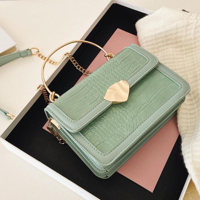 

Stone Pattern Square Tote Bag 2021 Fashion New High-quality PU Leather Women's Designer Bag Chain Shoulder Messenger, Black