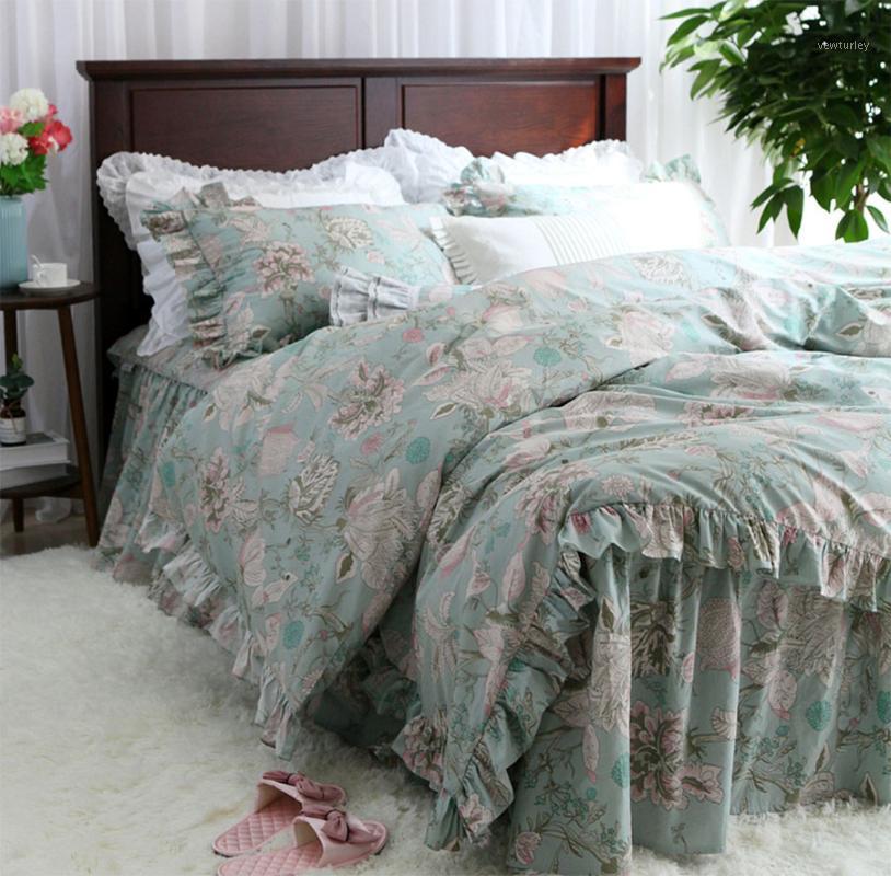 

Pastoral flower bedding set girl, queen king cotton european trend double home textile bedspread pillow case duvet cover1, Color 02