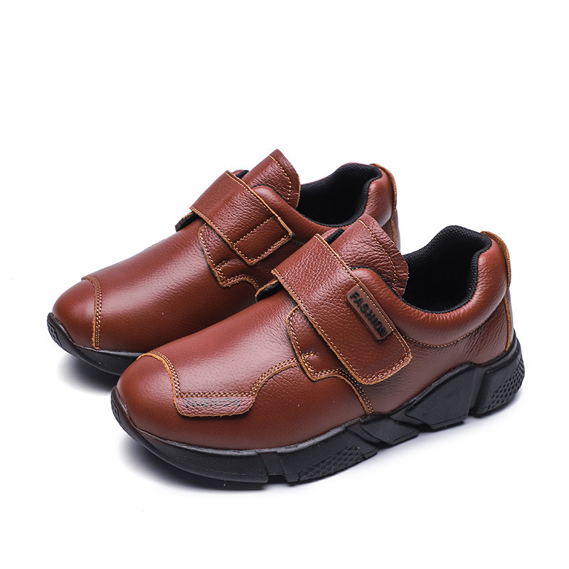

Toddler Kids Leather Boys Wedding Dress Children Shoes Black School Performance Formal Flat Loafer Uniform Moccasins, Brown