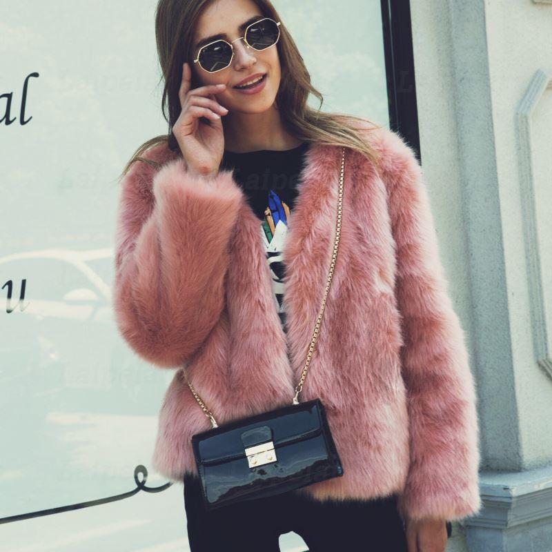 

Laipelar Women Winter Faux Fur Coats Jackets Thicken Warm Outerwear Overcoat Women Fluffy Fur Jackets Luxury Winter Coat, White