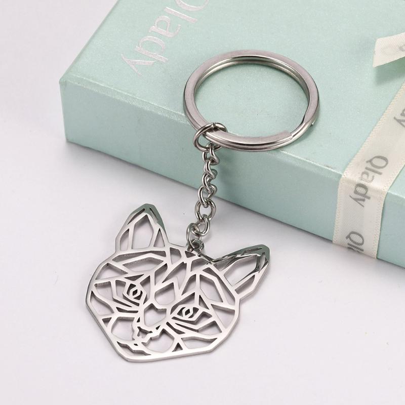 

My Shape Key Ring Cat Animal Stainless Steel Jewelry Keyring Pet Keychain Cut Out Hollow Keyholder Animals Women Men Pendent