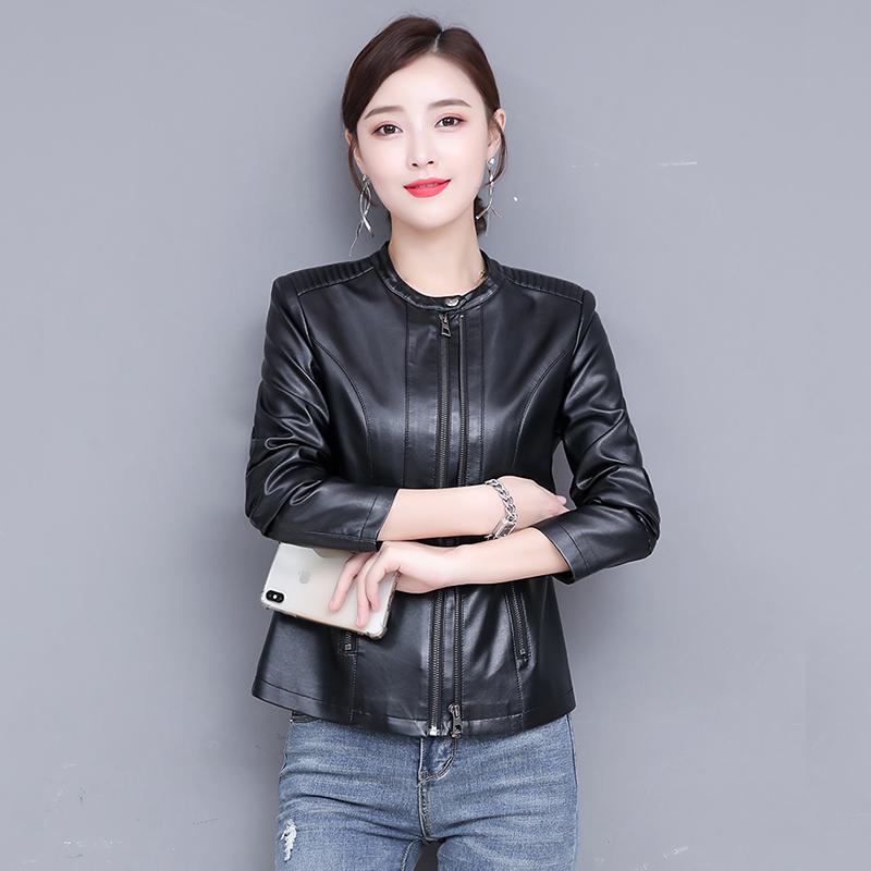 

Large Size Women Faux Sheepskin Jacket  New Ladies Soft PU Leather Motocrycle Zipper Jacket Coat Female Streetwear, Black
