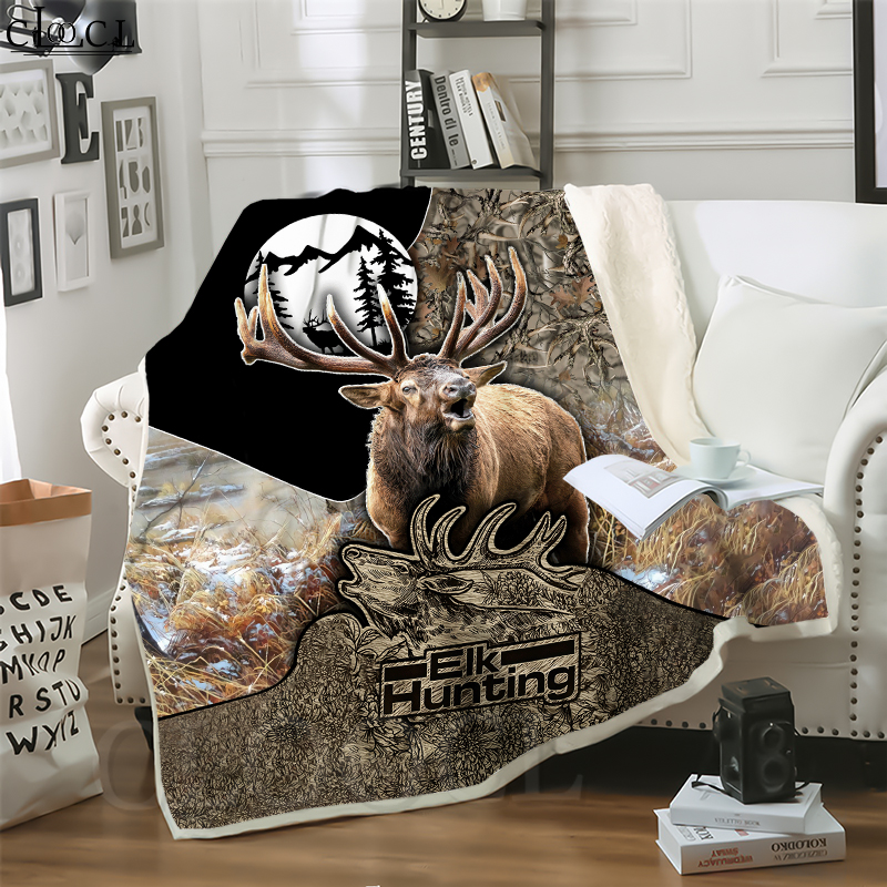

CLOOCL Animal Deer Hunting 3D Print Casual Style Air Conditioning Blanket Sofa Teens Bedding Throw Blankets Plush Quilt
