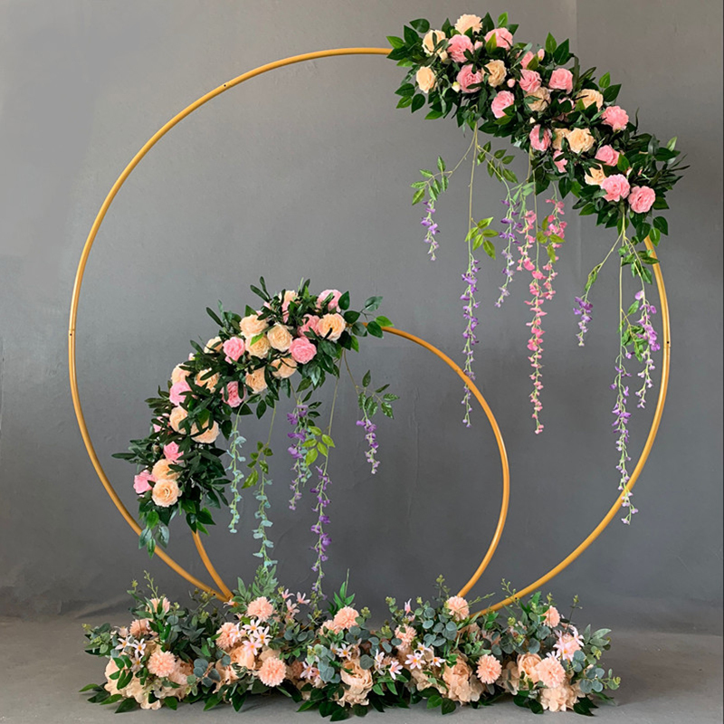 

Wedding Decor Props Metal Circle Frame Backdrop Decora Marriage Arch Wrought Iron Shelf DIY Party Decoration Round Flower Stand 201130