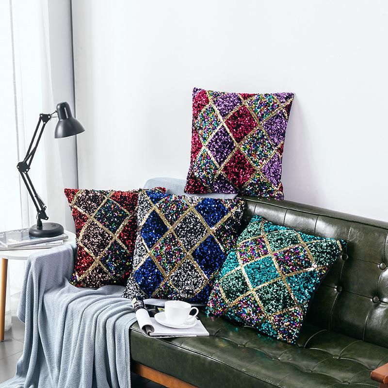 

European Style Modern Sequins Cushion Cover Pillowcase Glitters Pillow Covers Home Decoration 43x43cm