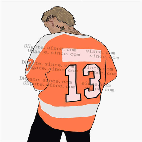 

Womens Fashion Star #13 Lil Peep Jersey Philadelphia Flyers Hockey Jerseys Lady Men Kids Stitched Custom Any Name Number Orange Black White, As
