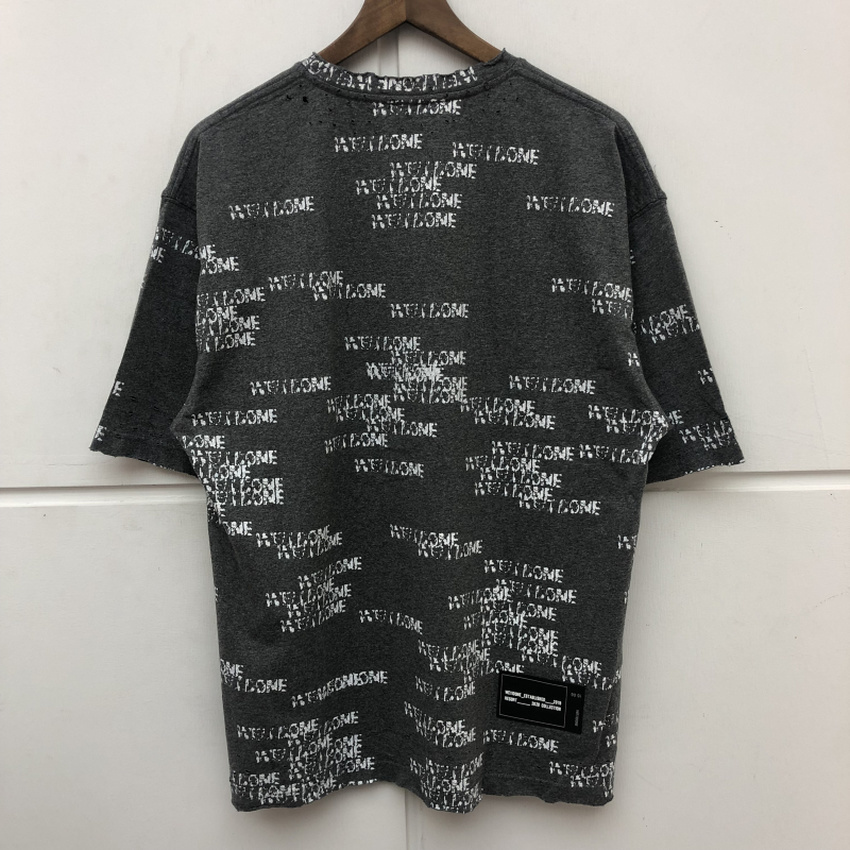 

2021 New Oversize Washed Old We11done T-shirt Men Women Damage Hole Distressed Top Full Printing Welldone t Shirt Tfc3