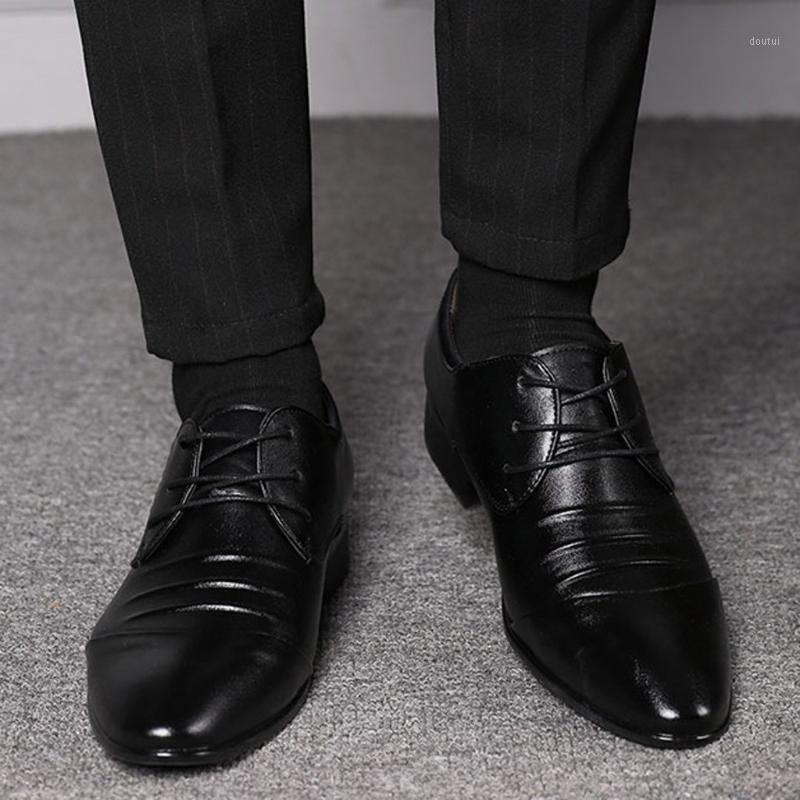 

2020 New Men's Business Shoes British Lace Up Extra Size 38-47 Soft Leather Man Dress Shoes High Quality Comfortable Shoes#1, Brown