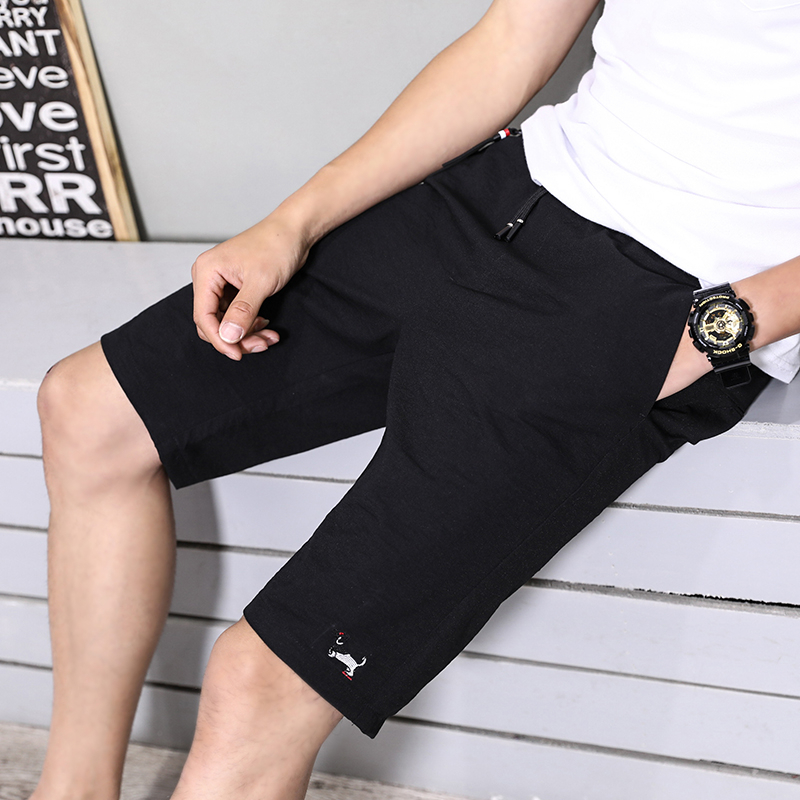 

Summer Shorts Men New 2020 Breathable Mens Beach Shorts Soild Casual Joggers Pants Mid Elastic Waist Knee Length Shorts Homme, Grey