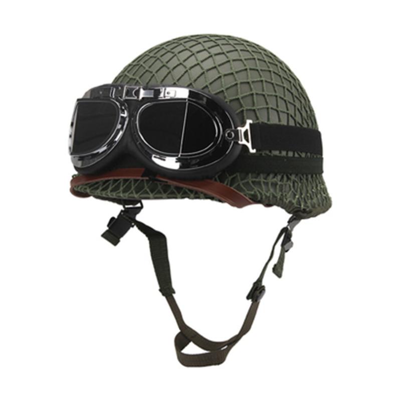 

WWII U.S. Army M1 Metal Helmet Double-Deck Explosion-Proof Net Cover With Sunglasses Hats For Cosplay Outdoor Entertainment Show, Only a helmet