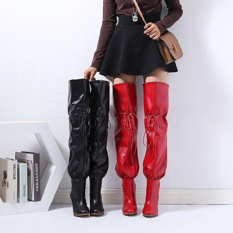 

Fashion Stretch Fabric Sock Boots Pointy Toe Over-the-Knee Heel Thigh High Pointed Toe Woman Boot size 35-43 Women High Boots1, Black