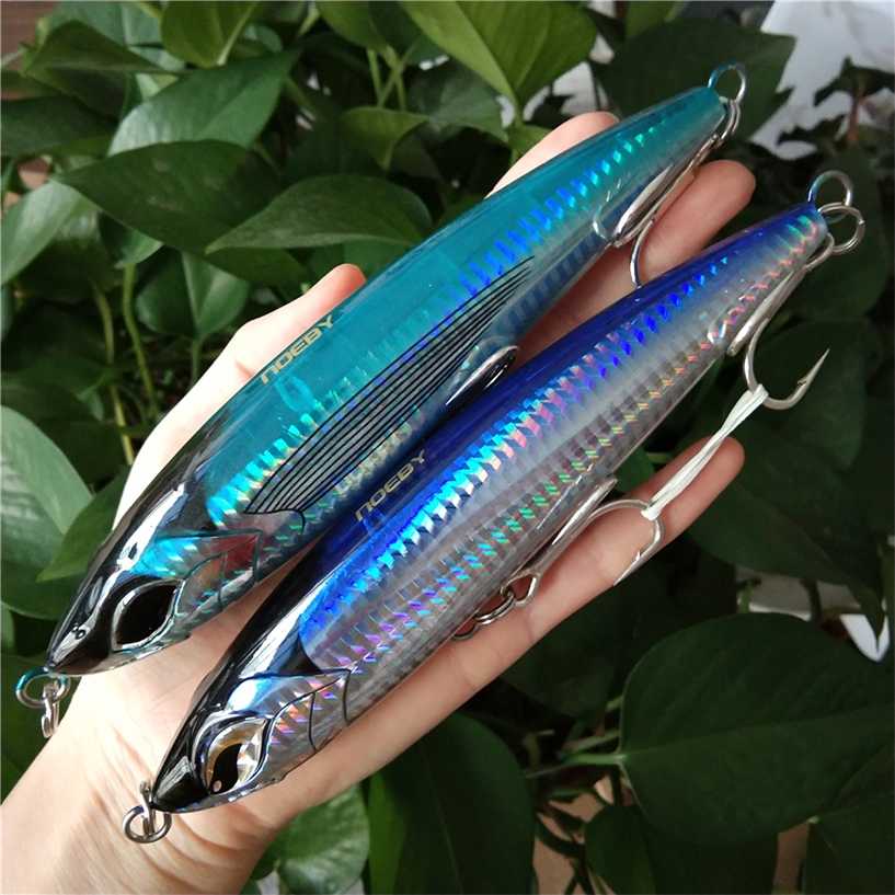 

NOEBY 2PCS Sea Fishing Lure Stickbait NBL9494 Pencil Top Water 160mm 58g GT Saltwater Stick Artificial Bait 220107