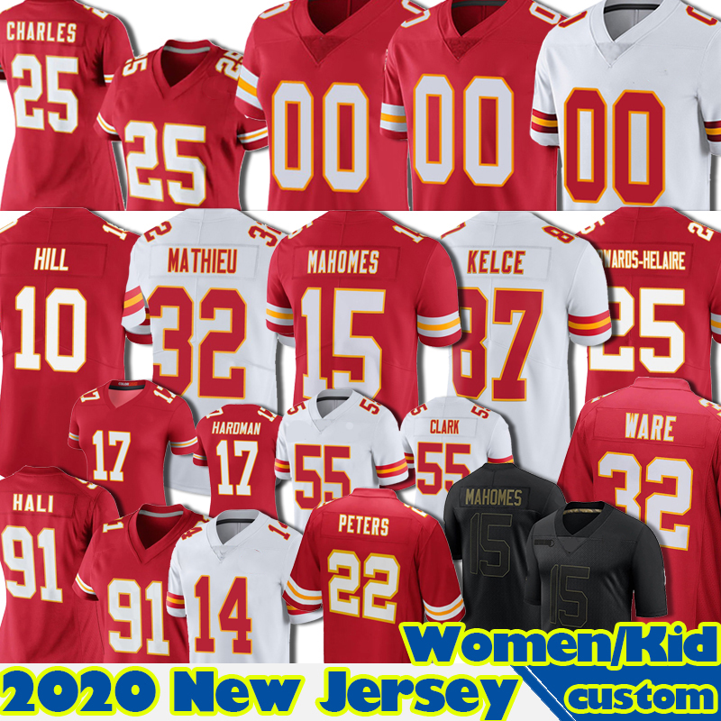 

15 Patrick Mahomes Jersey 10 Tyreek Hill Custom Travis Kelce Tyrann Mathieu Clyde Edwards-Helaire 49 Daniel Sorensen Football Chris Jones, Custom men jersey