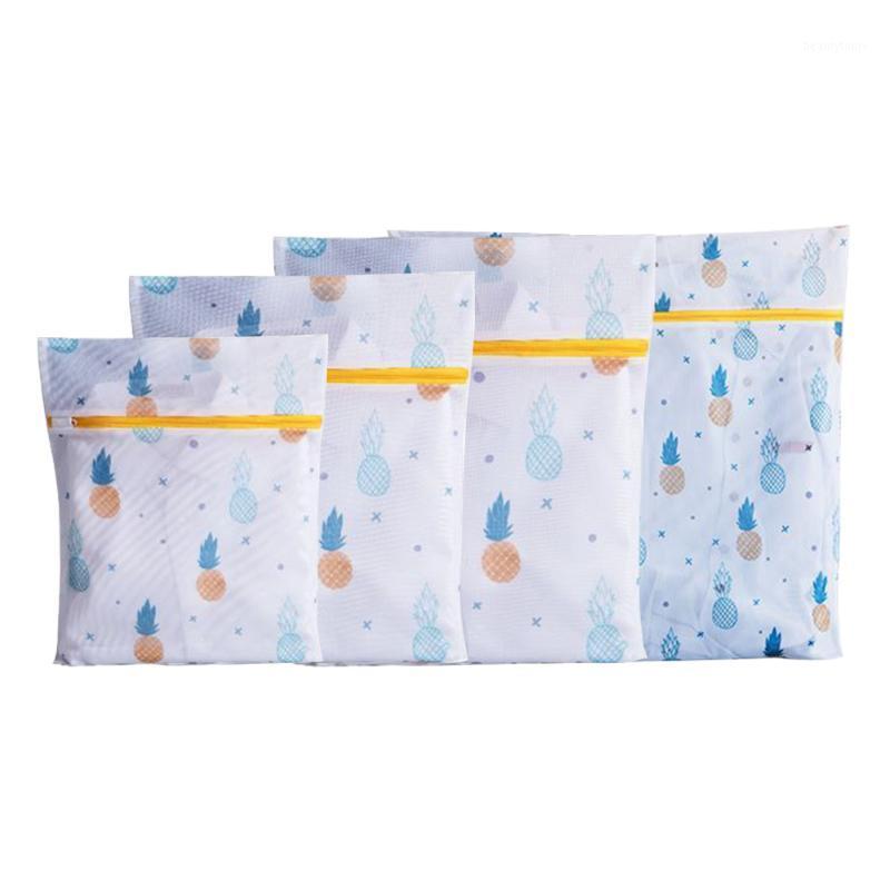 

Washing Machine Laundry Bag Cute Dirty Clothes Zippered Socks Mesh Net Delicates Underwear Bra Pineapple Print Storage Organizer1