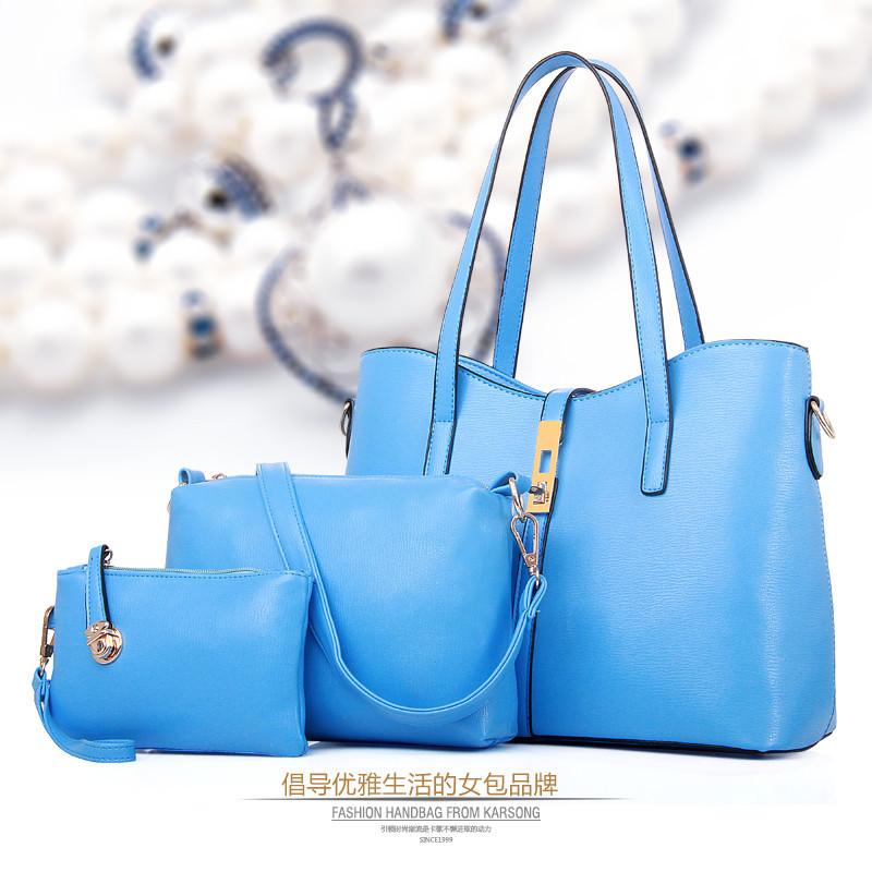 

Fashionable women's bag winter 2021 European and American women's big bag simple mother's three piece set portable Single, Black