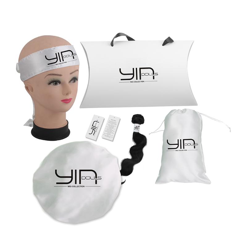 

Custom Human Virgin hair extensions bundles silk wrapping head band,hair packaging wrap stickers,paper hang tag,satin bag,bonnet