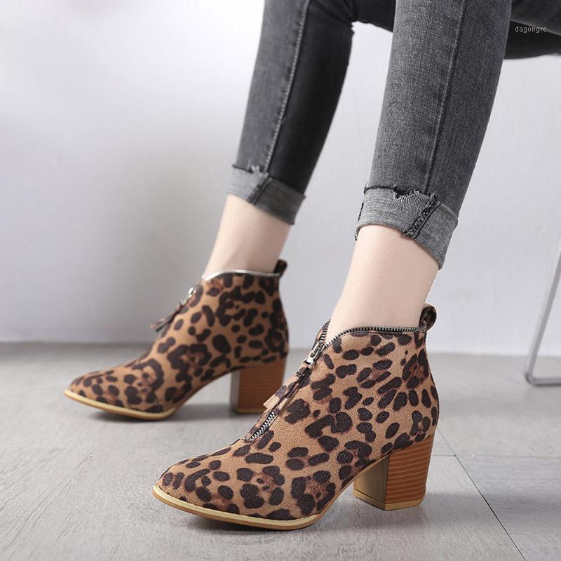 

women ankle boots Ladies Shoes Fashion Ankle Solid Leopard Zipper Bootie Short Boots stiefeln damen neu dropshipping Wholesale1, Bw