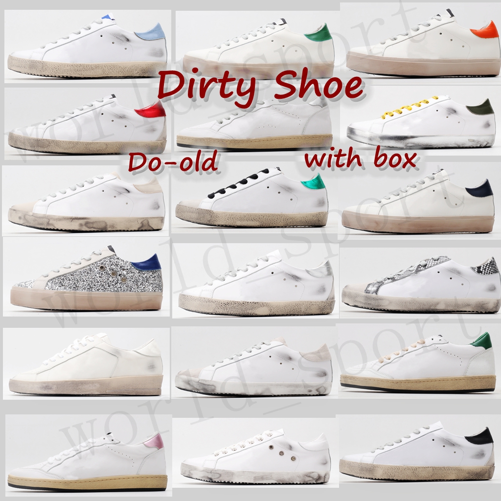 

2022 Quality Italy Brand Golden Sneakers Casual Shoes luxury White Do-old Dirty shoe Super Star Sequin Classic Designer Man Women trainers