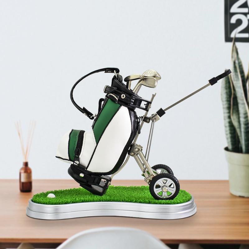 

Golf Gift Leather Golf Pens Holder with Oval Lawn Base Unique Birthday Christmas Gift for Golfer Coworker Dad Desk Decoration
