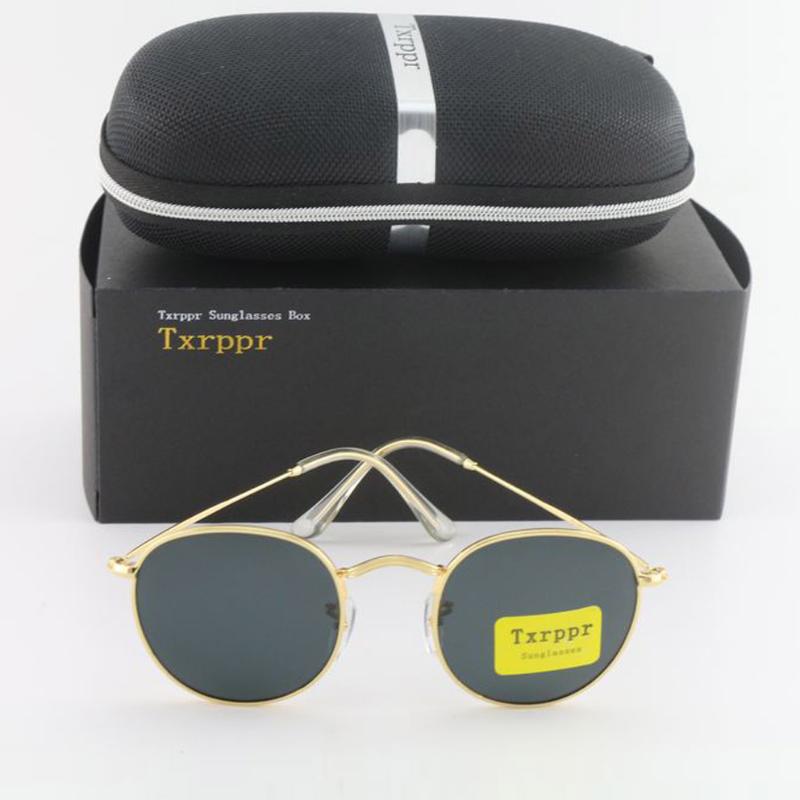 

Txrppr Woman Round Sunglasses Eyewear Sun Glasses Designer Brand Gold Metal/Black 50mm Glass Lenses