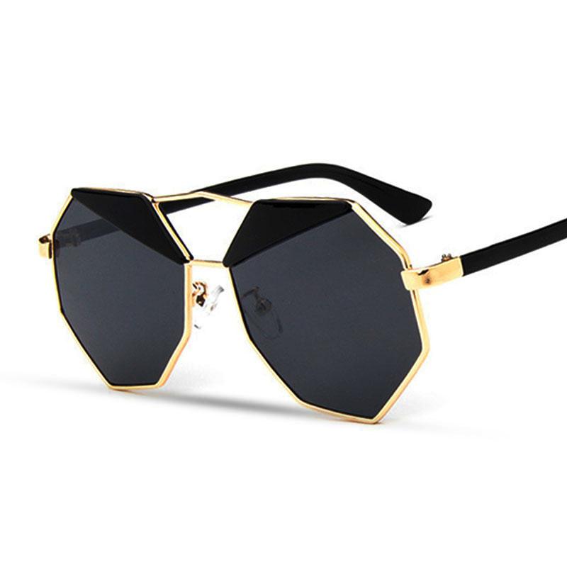 

2020 Trendy Fashion Unique Geometry Sunglasses Women Classic Brand Designer Twin-Beams Polygon Sun Glasses Coating