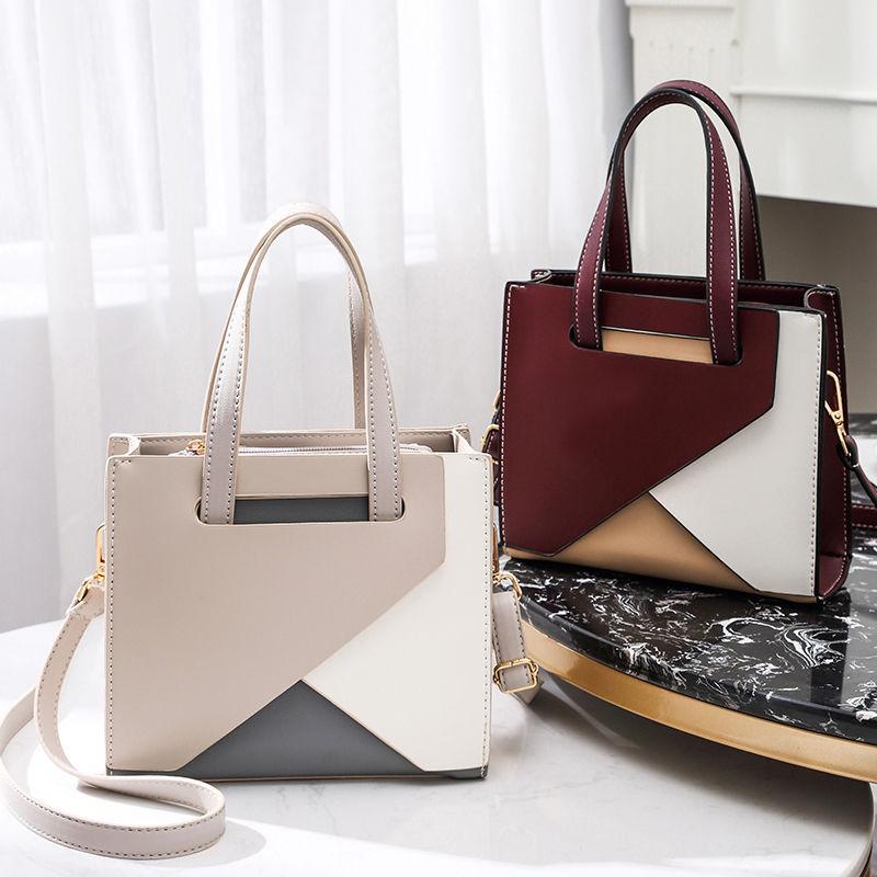 

Fashion color matching 2021 new bag women's Messenger Bag Handbag one shoulder student, Rice white