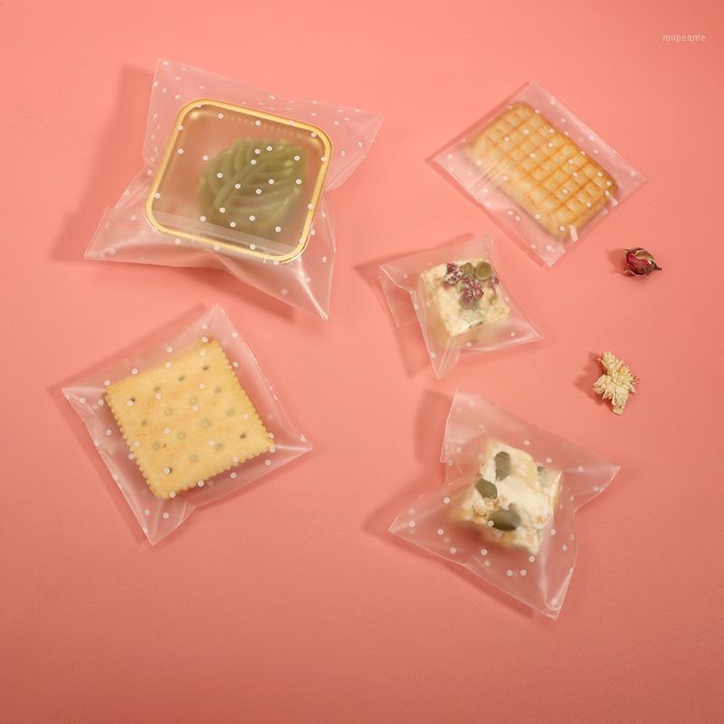 

100pcs/lot Snack Packaging Bag White Dots Frosted Party Wedding Homemade Baking Cookie Wrap Biscuit Plastic Bags1