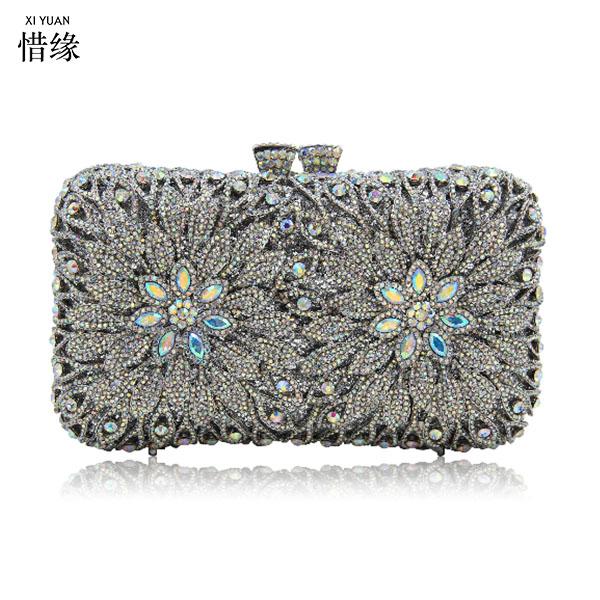 

Women Evening Bags Luxury Crystal Clutch Female Clutches Wedding Bag Ladies Party Purse With Long Chain purse gold/silver/red