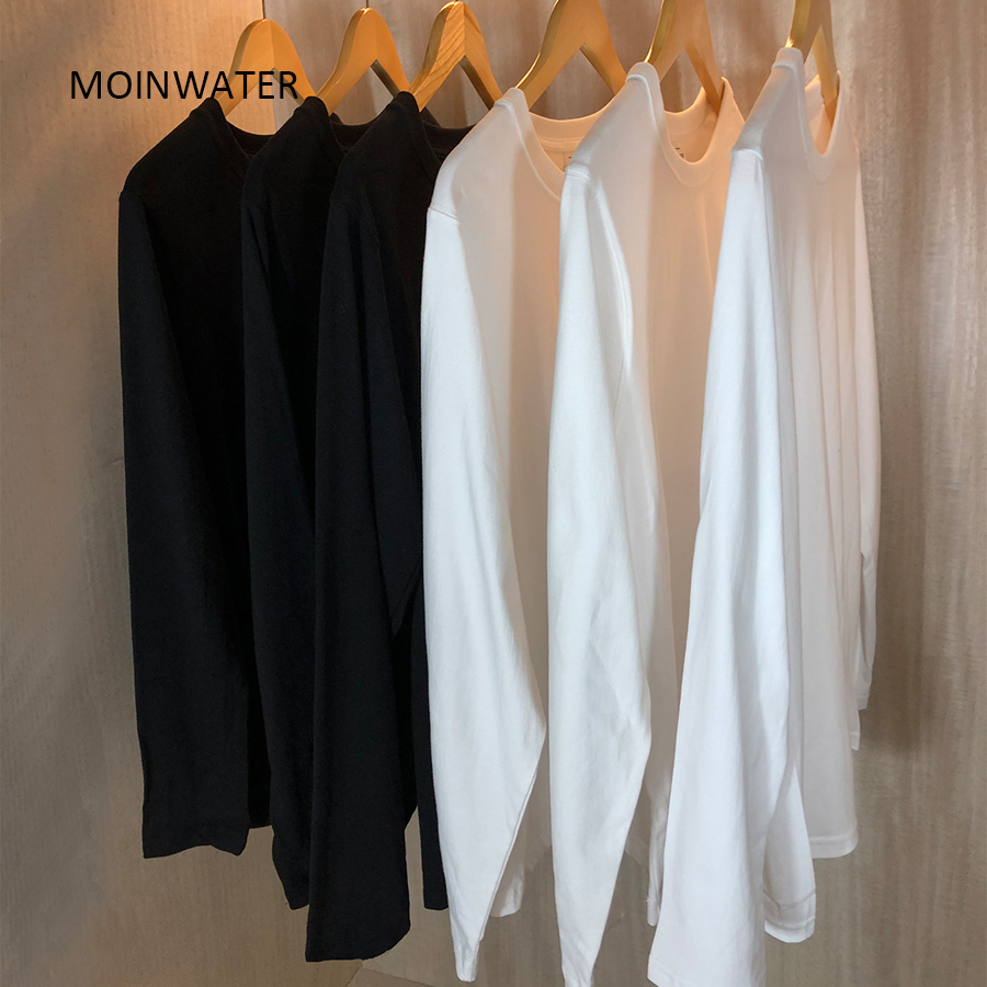 

MOINWATER New Women Casual Long Sleeve T shirt Lady 100% Cotton T-shirts Female Soft Black White Base Tees Tops MLT 201125