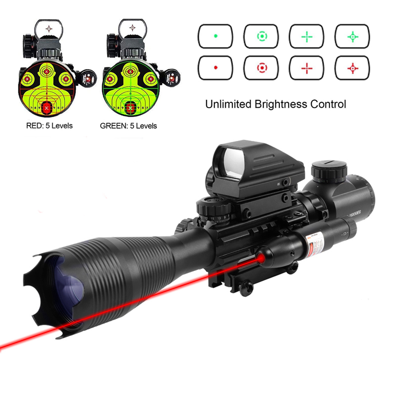 

4-16X50 EG Red Green Illuminated Rifle Scope Tactical Air Gun Red Green Dot Laser Sight Scope Holographic Optics Rifle Scope