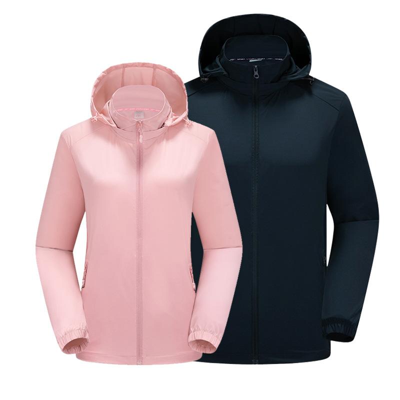 

Raincoat Jacket Summer Thin Section Outdoor Casual Sports Jackets Men's Quick-Dry Breathable Women's, Women s rose red